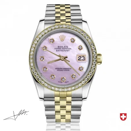 Rolex Ladies Datejust Pink Diamond Dial Jubilee Band Two Tone Watch