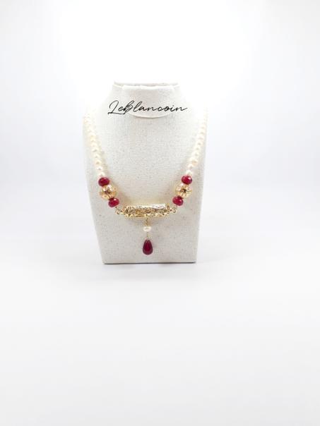 Collier Choker Joher Hor avec perles rouges