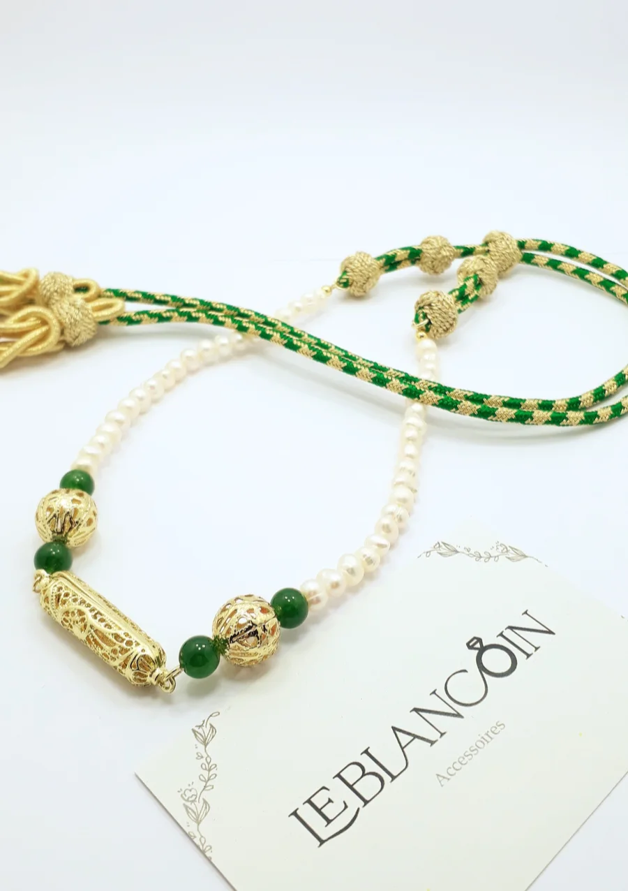 Collier Traditionnel El Andaloussia - Zircon Rouge Sur Bronze, Bijou Pierre Neuf Avec étiquettes