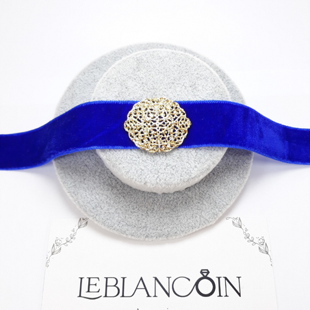 Ras de cou Beldi en Velours Bleu