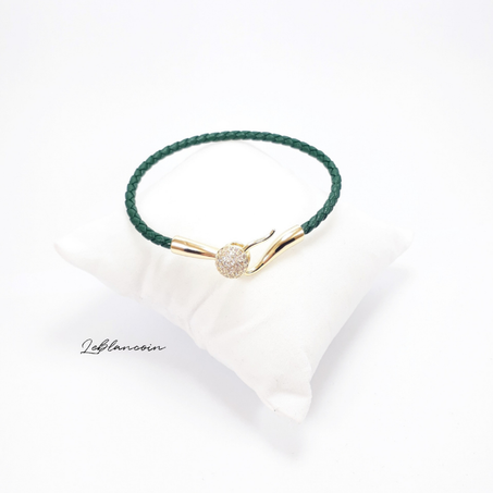 Bracelet Cuir Vert