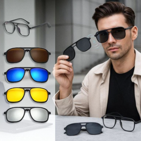 نظارات شمسية مغناطيسية 6 في 1 للشمس والليل والقيادة للرجال و النساء