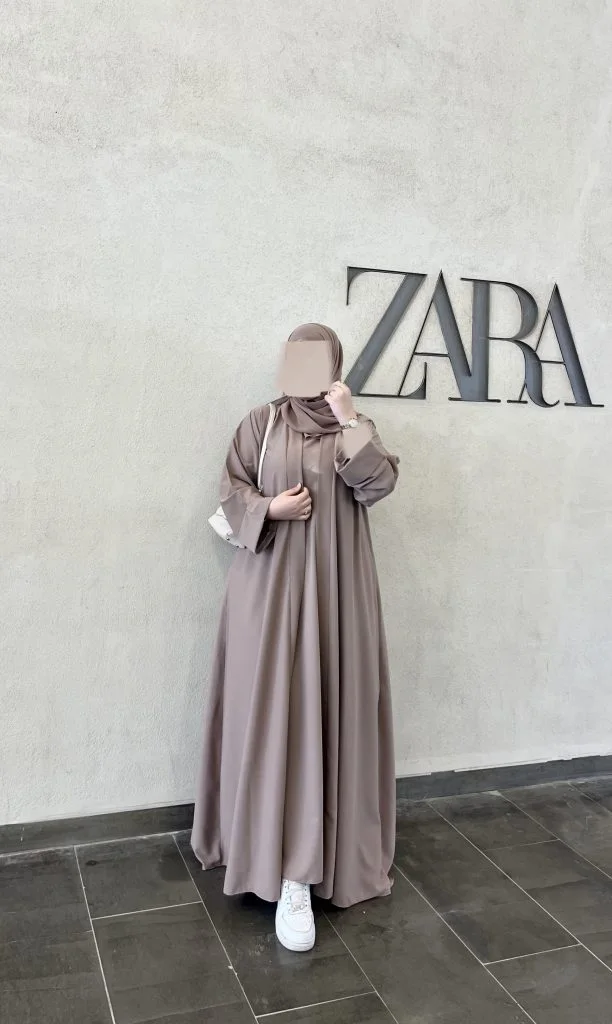 🎨عباية قطعتين –  بيج👑