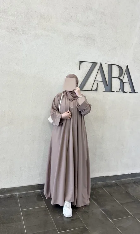 🎨عباية قطعتين –  بيج👑