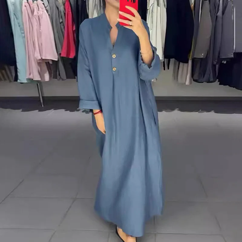 👗Robe longue avec poches, une tenue qui allie confort et élégance.
