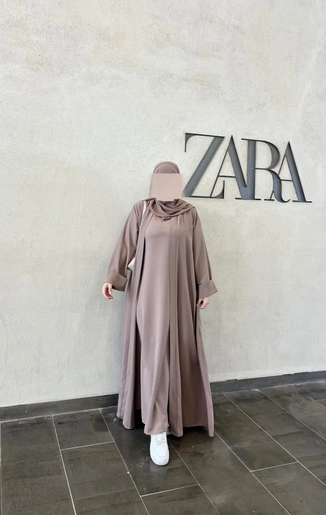 🎨عباية قطعتين –  بيج👑