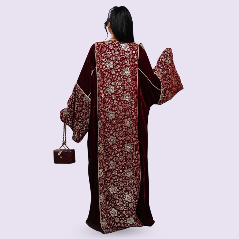 Abaya velvet gold