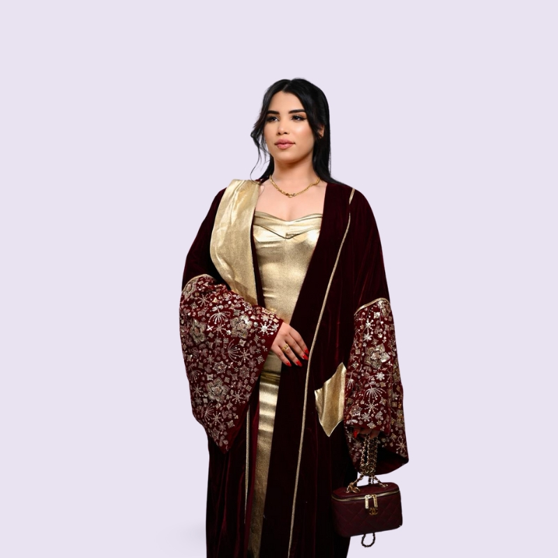 Abaya velvet gold