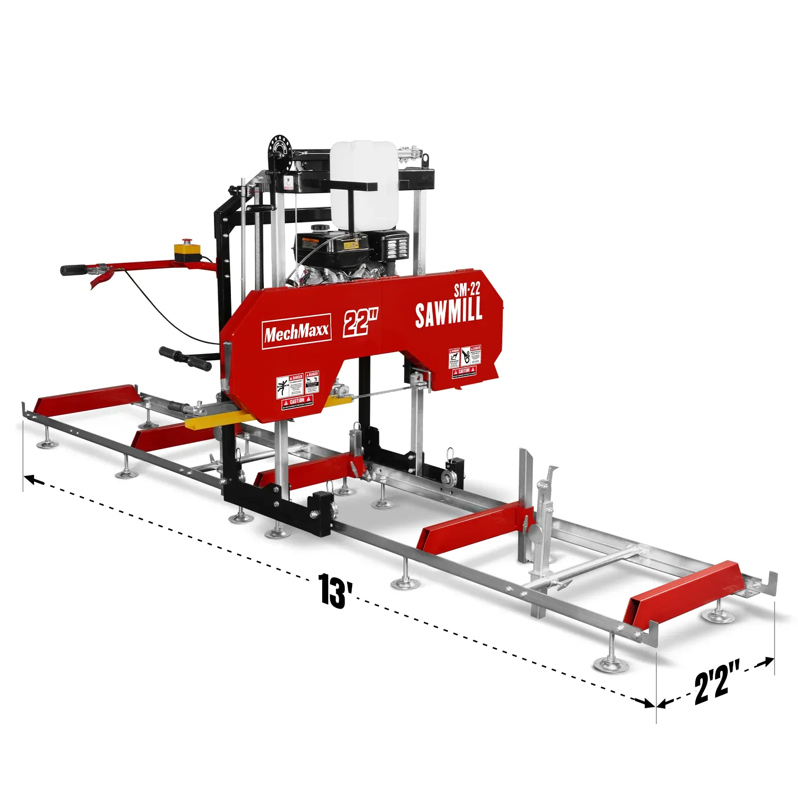 18" Portable Sawmill, 212cc 7HP Gasoline Engine, 15" Board Width, 10' Track Length , SM-18