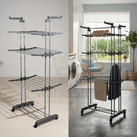 مجفف ملابس قابل للطي ب3 مستويات و ذو جودة عالية Sèche Linge Pliable Avec 3 Niveaux Et Un Accroche Cintres