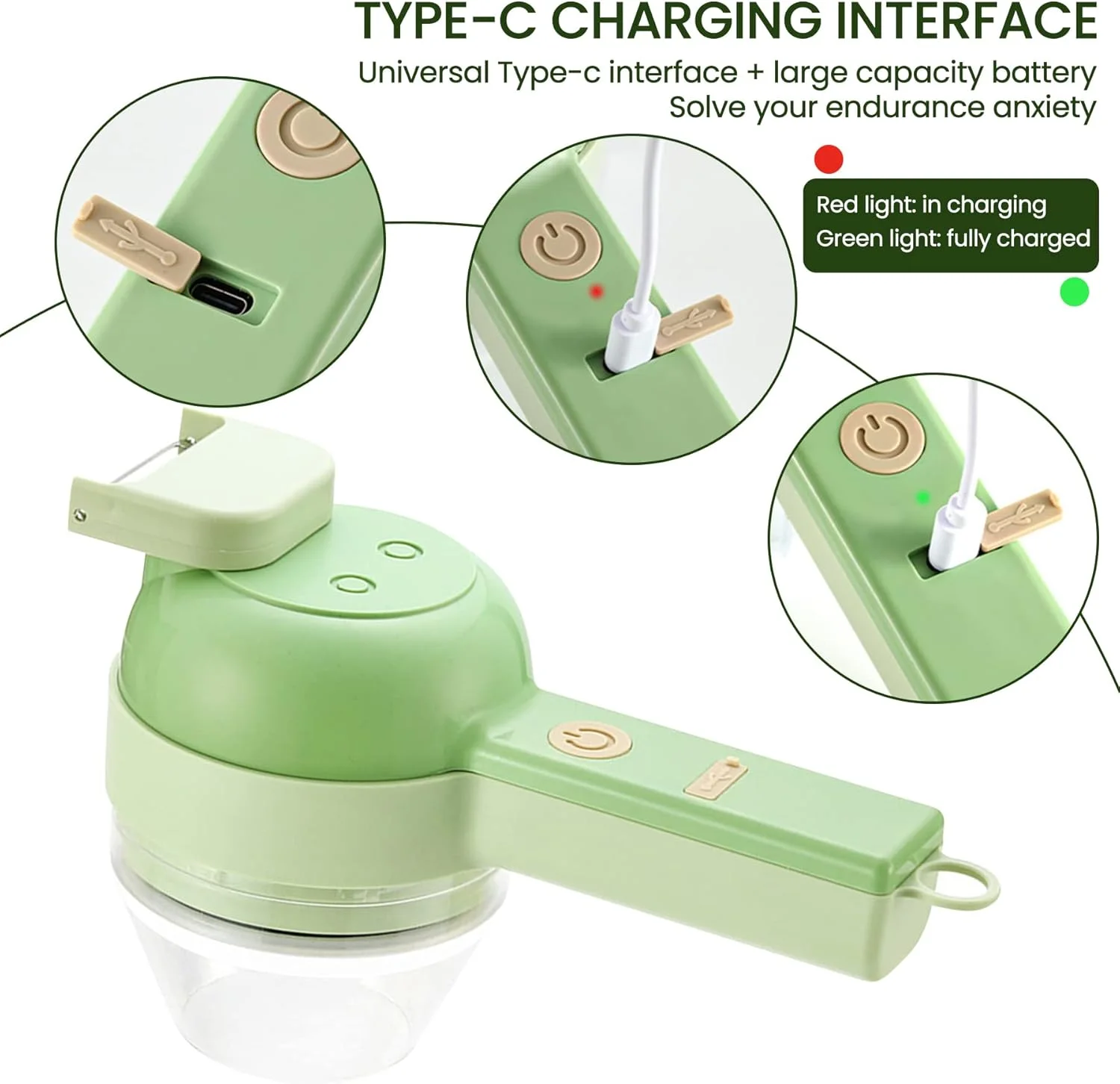 مجموعة اداة تقطيع خضار كهربائية محمولة 4 في1 - Electric Vegetable Cutter 4in1