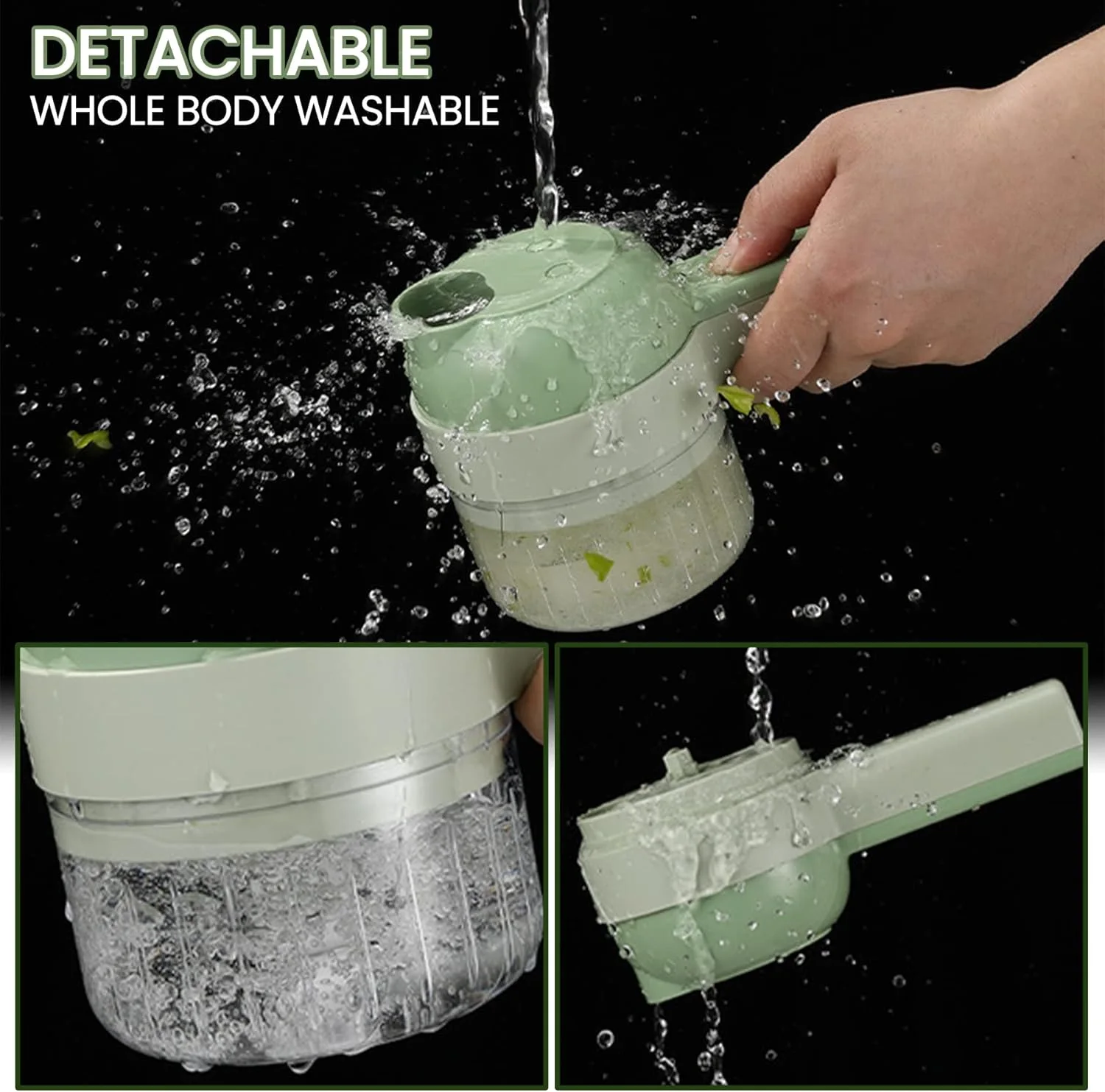 مجموعة اداة تقطيع خضار كهربائية محمولة 4 في1 - Electric Vegetable Cutter 4in1