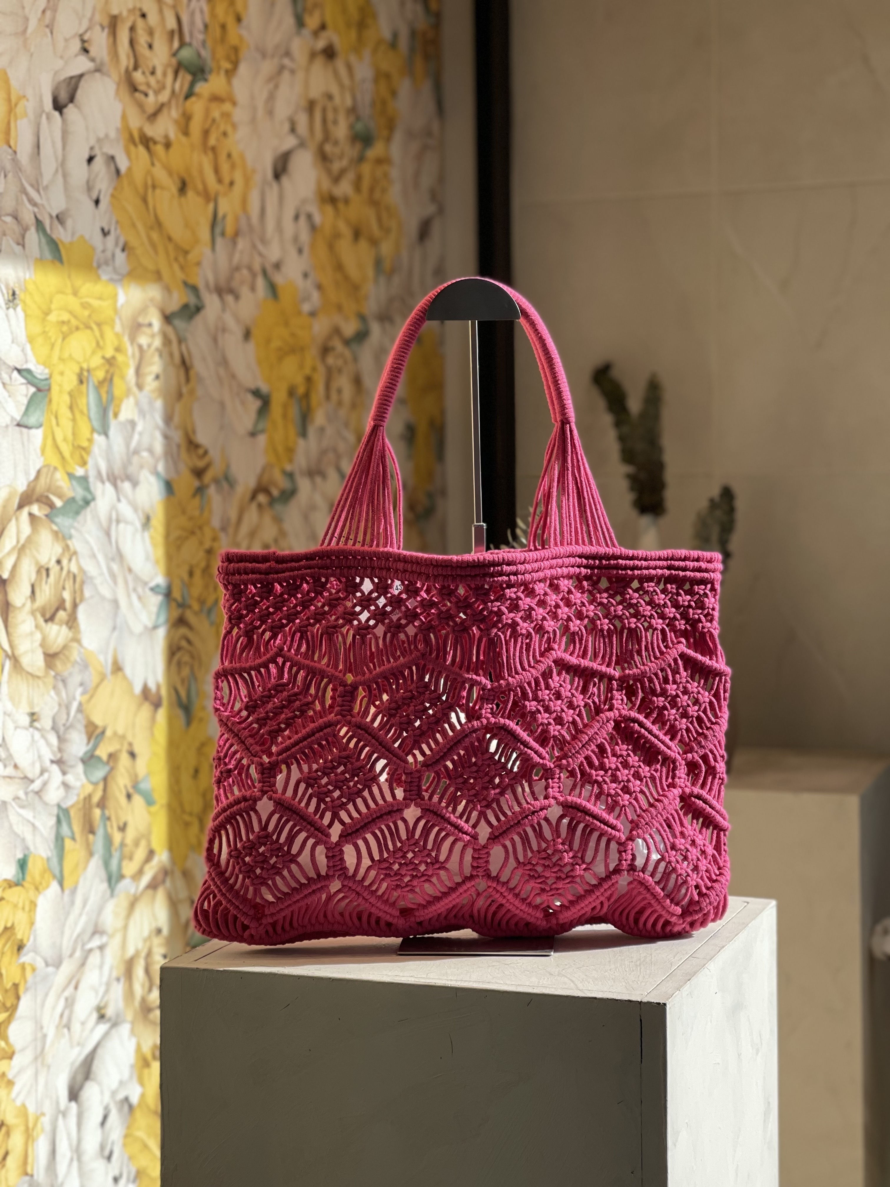 Sac Cabas Macramé Noir Fait Main