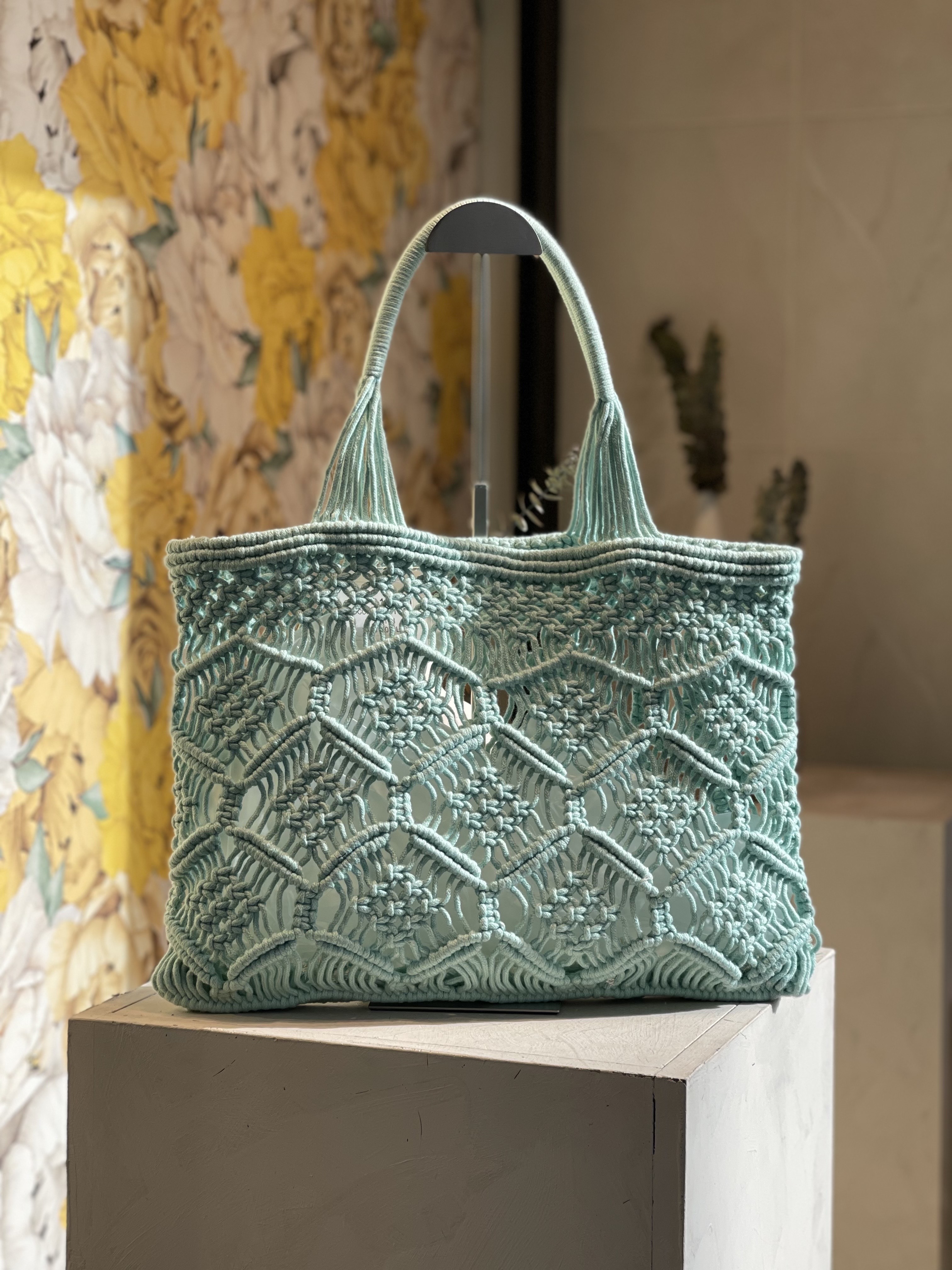 Sac Cabas Macramé Noir Fait Main