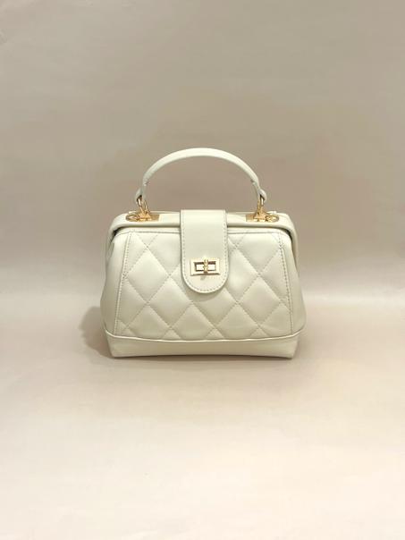 Elegant Quilted Beige Handbag