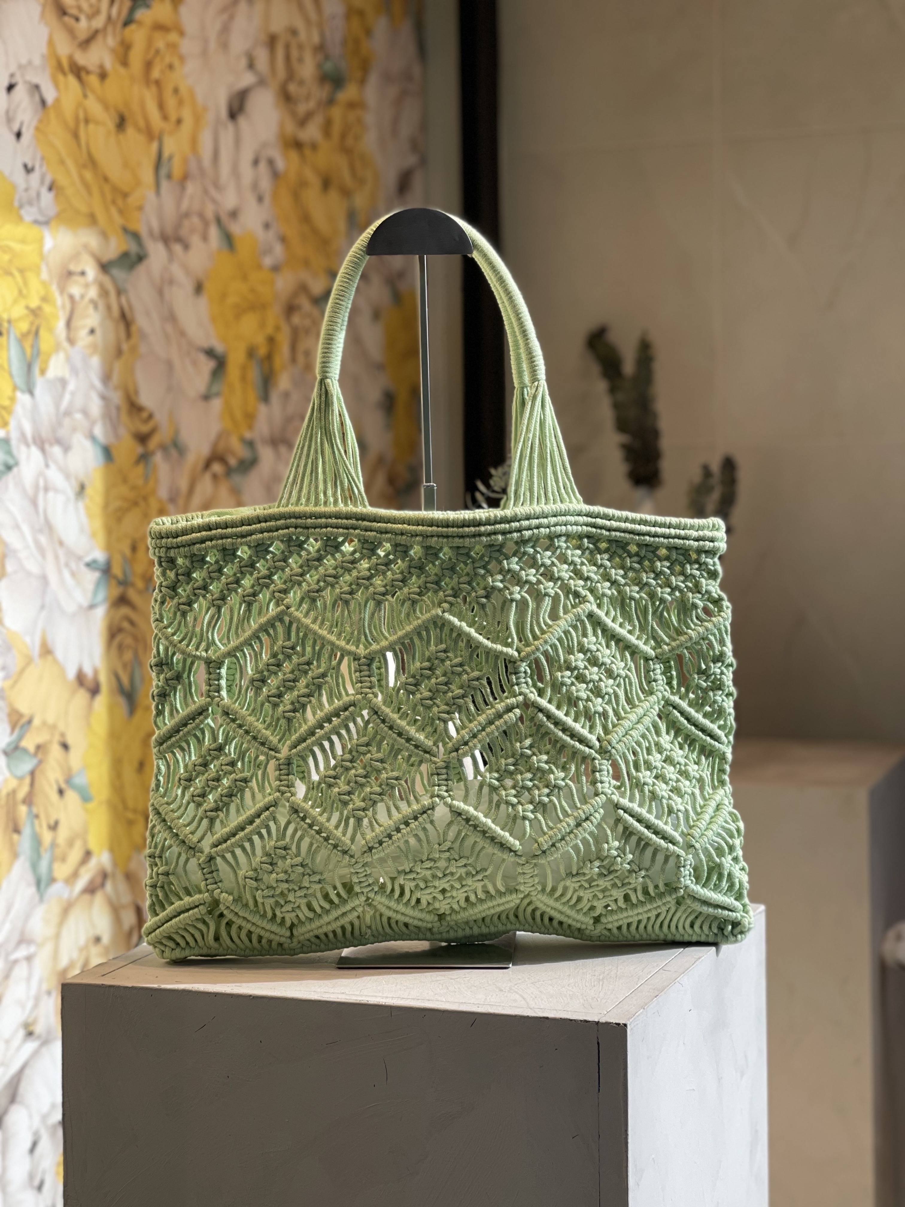 Sac Cabas Macramé Noir Fait Main