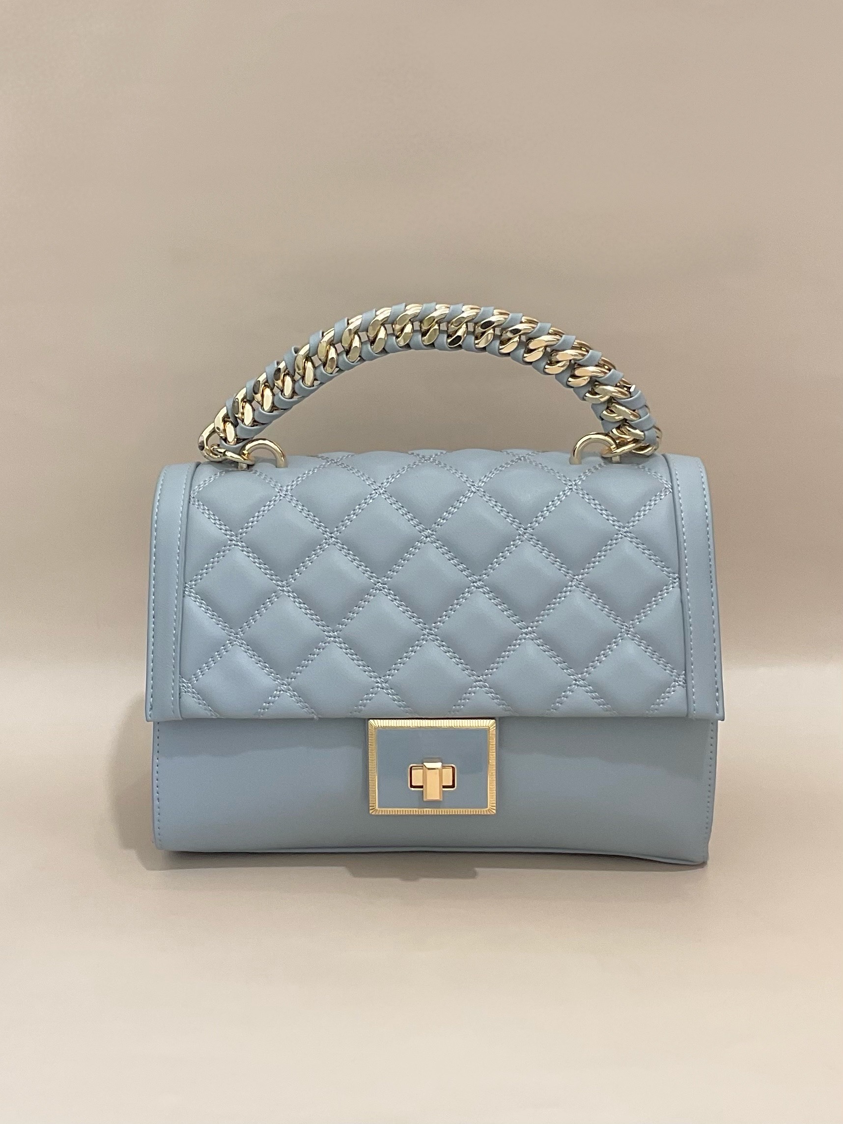 Classic Quilted Handbag with Gold Chain Handle
