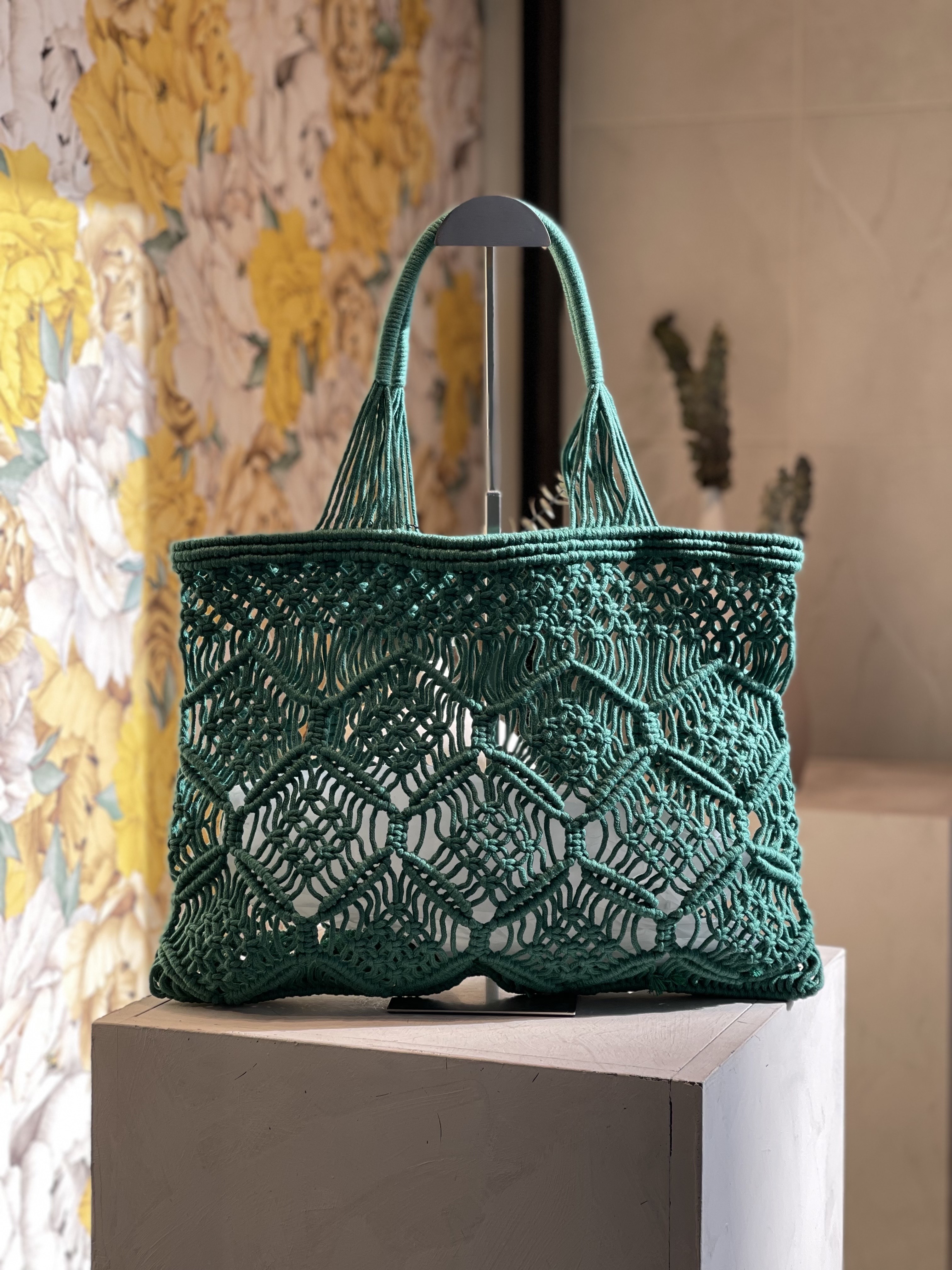 Sac Cabas Macramé Noir Fait Main