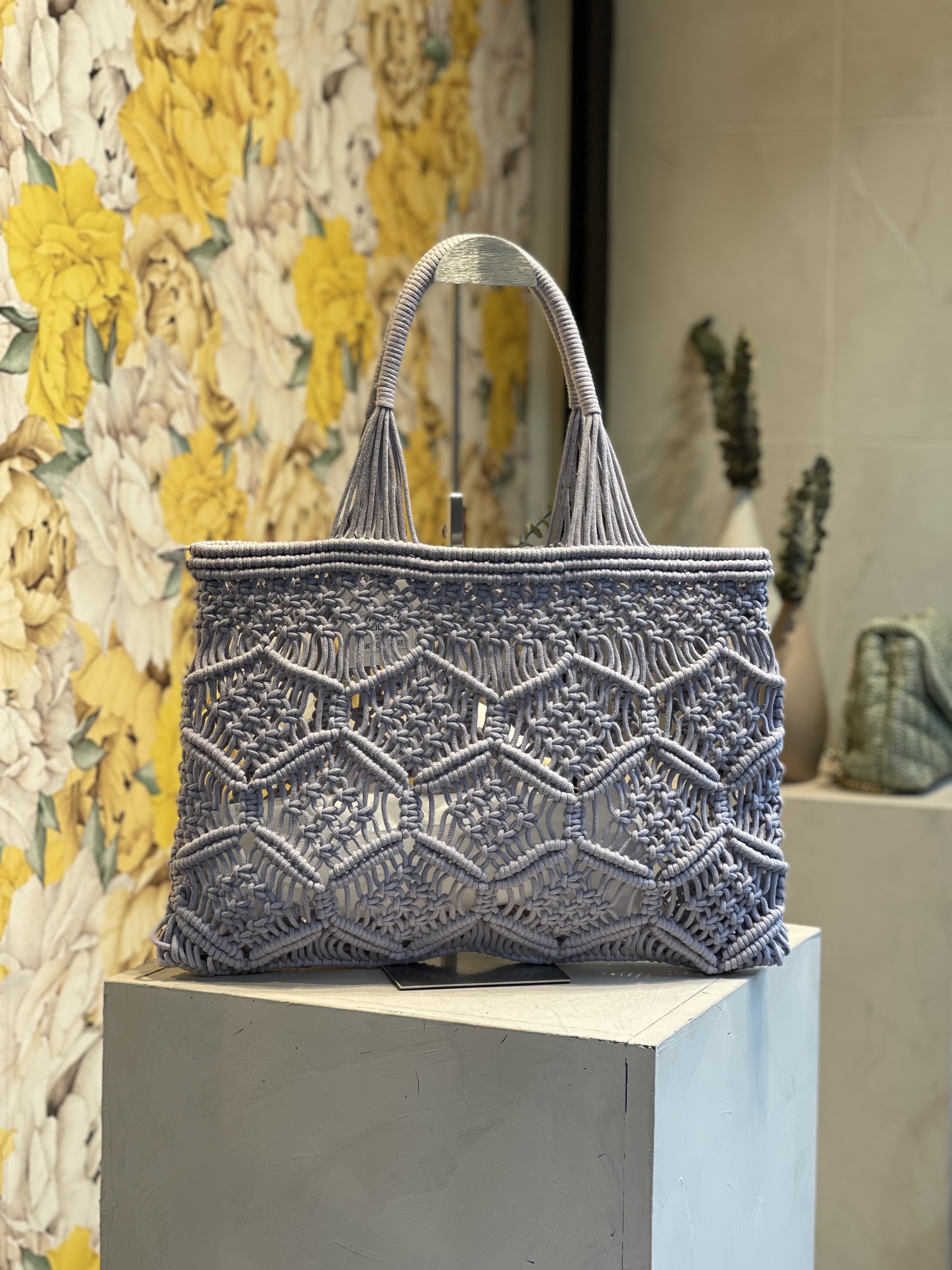 Sac Cabas Macramé Noir Fait Main