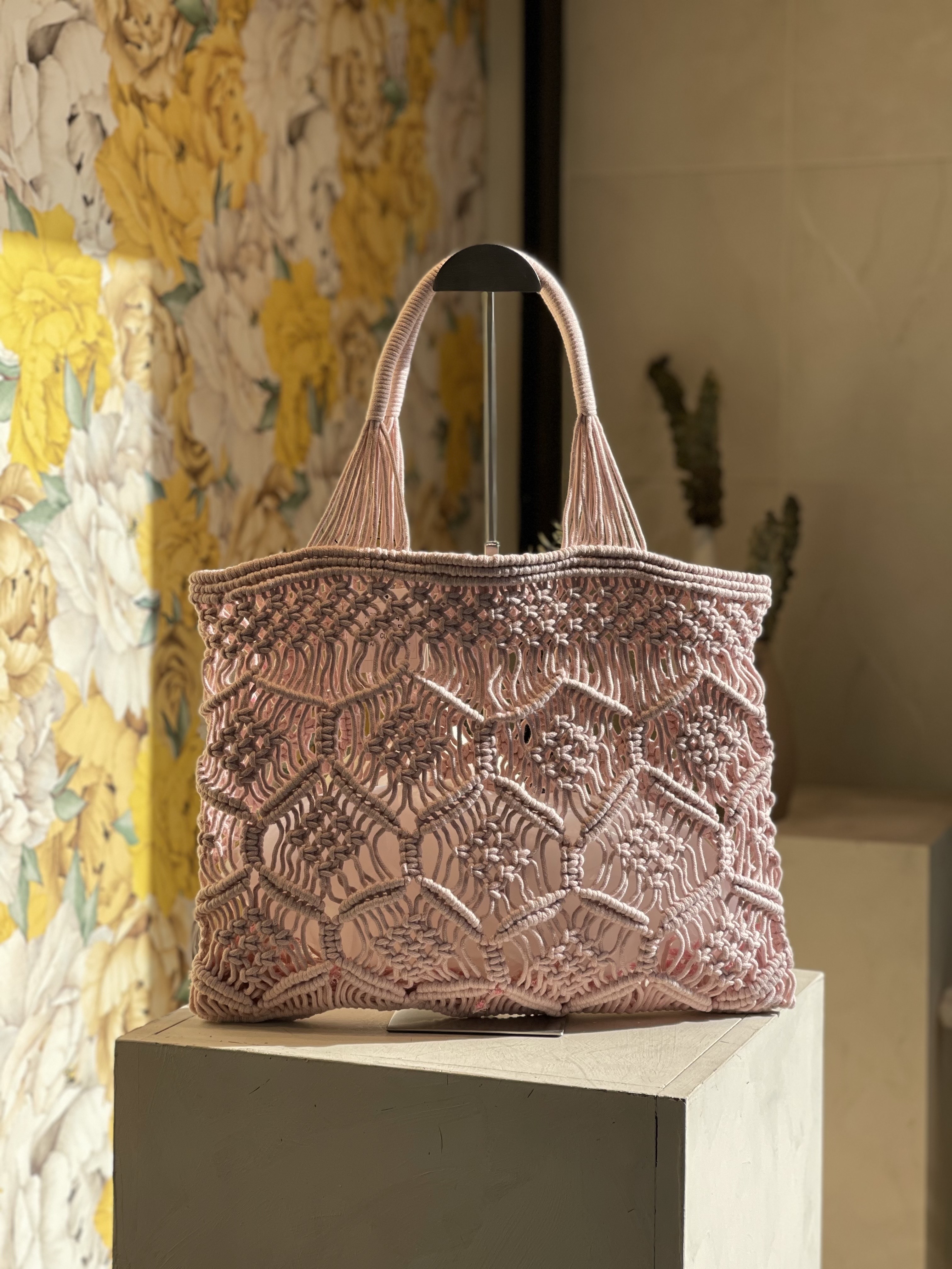 Sac Cabas Macramé Noir Fait Main