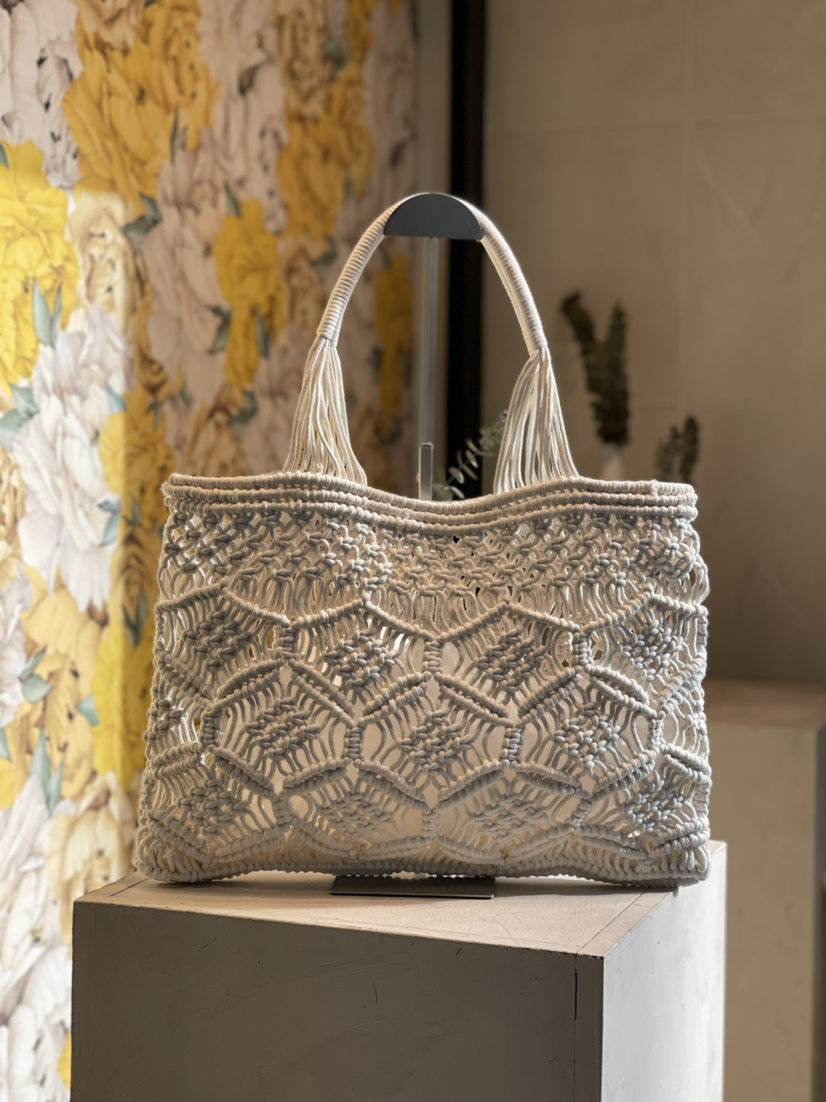 Sac Cabas Macramé Noir Fait Main