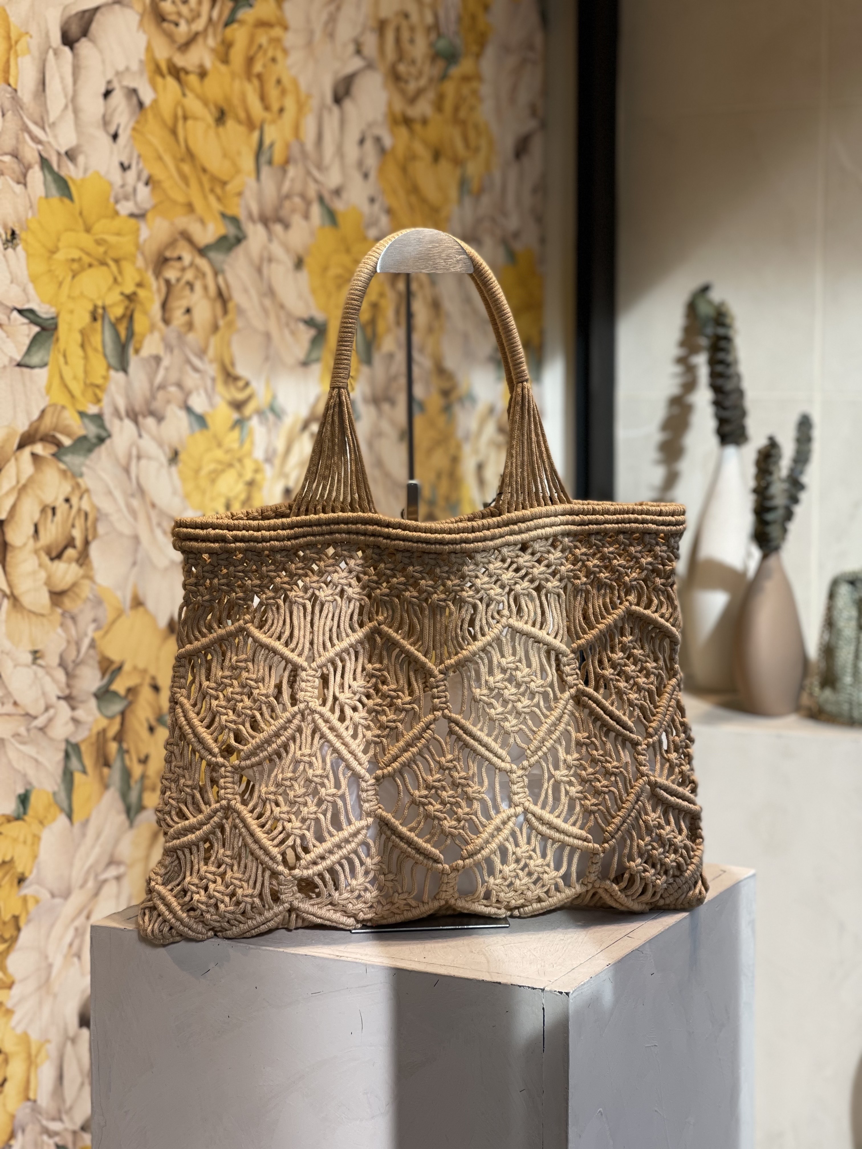 Sac Cabas Macramé Noir Fait Main