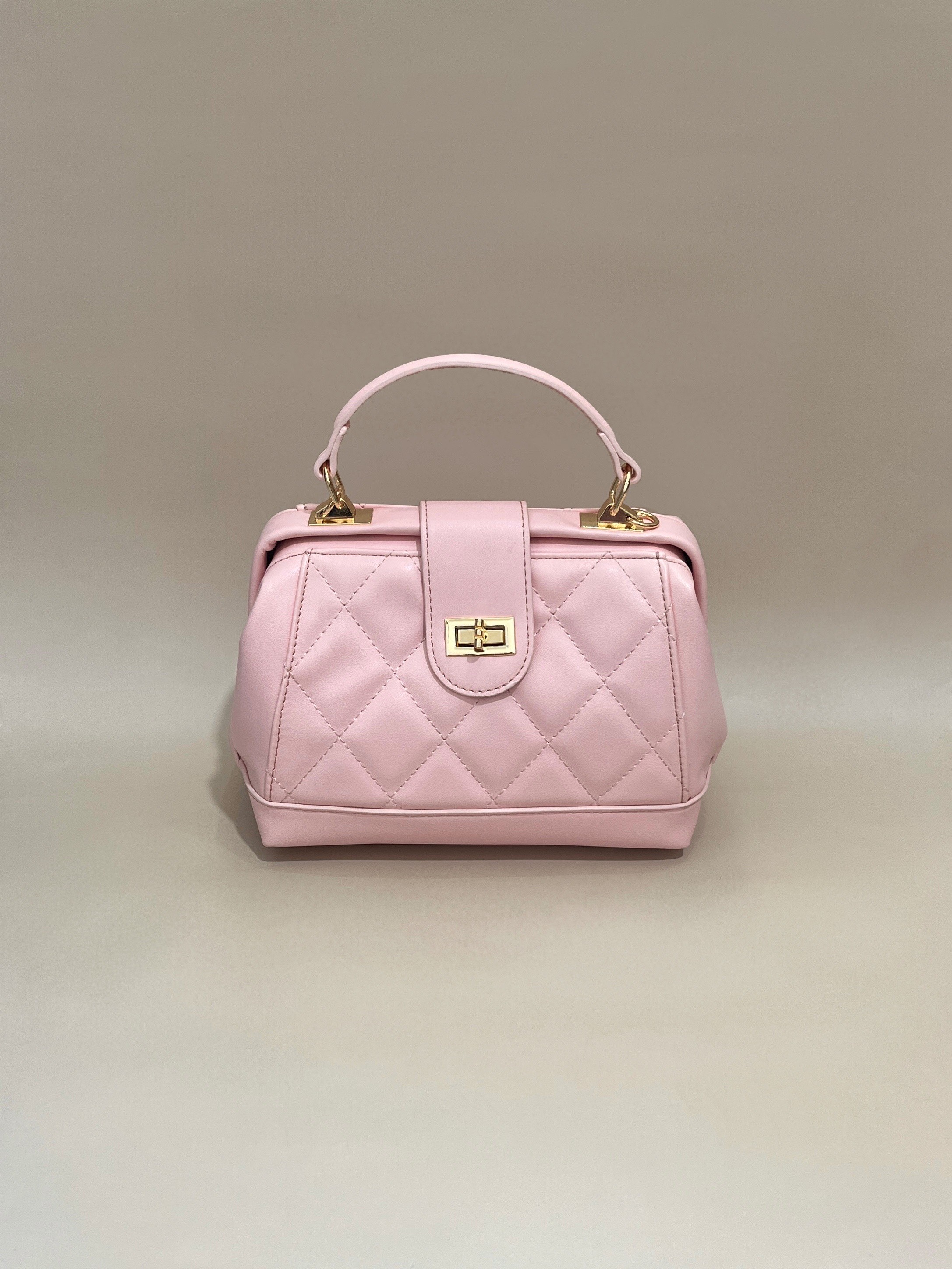 Elegant Quilted Beige Handbag