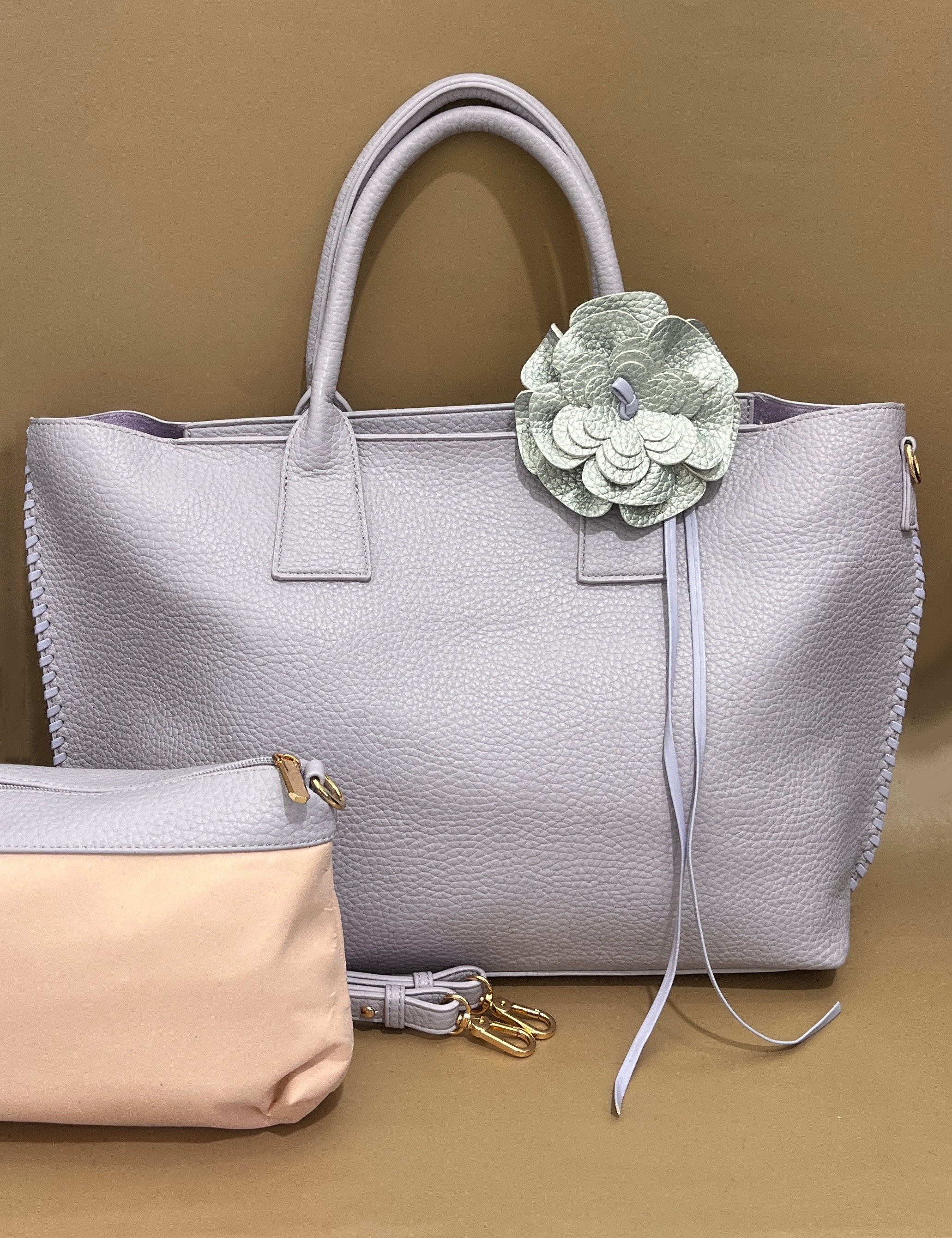 Blush Elegance Tote with Flower Charm