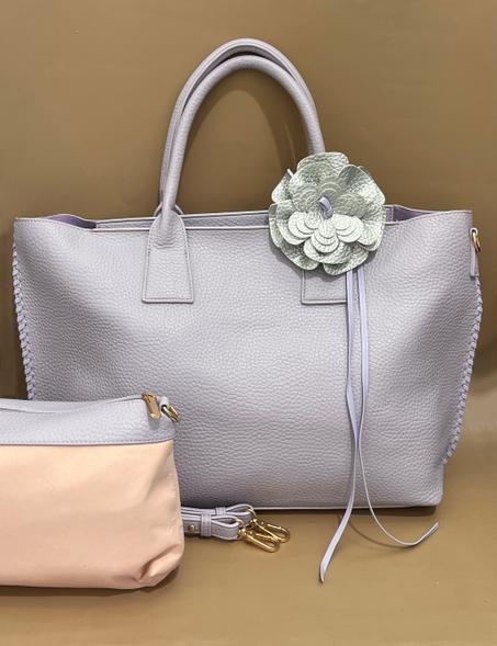 Blush Elegance Tote with Flower Charm