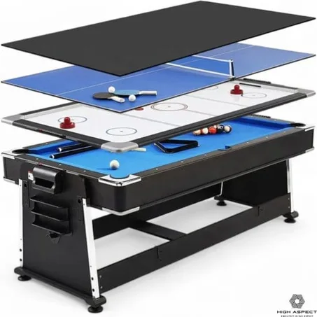 Table Multijeux 4 en 1 – Billard, Air Hockey & Ping-Pong