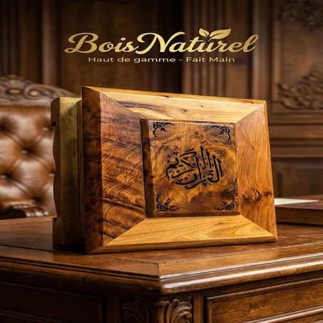 علبة في داخلها القرآن الكريم من خشب  عرعار طبيعي