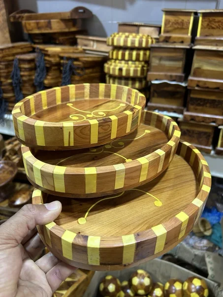 ✨ طقم صواني فاخر من خشب العرعار الطبيعي ✨