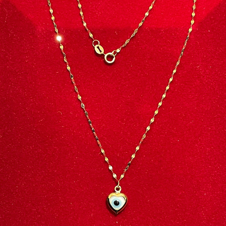 18K Evil eye heart necklace
