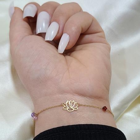 18K Lotus Flower with zircon stone bracelet
