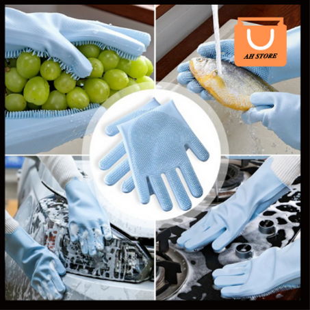 Gants de nettoyage magiques avec brosse en Silicone pour la vaisselle