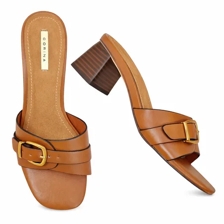 👡 نعل نسائي بكعب أنيق مع إبزيم معدن