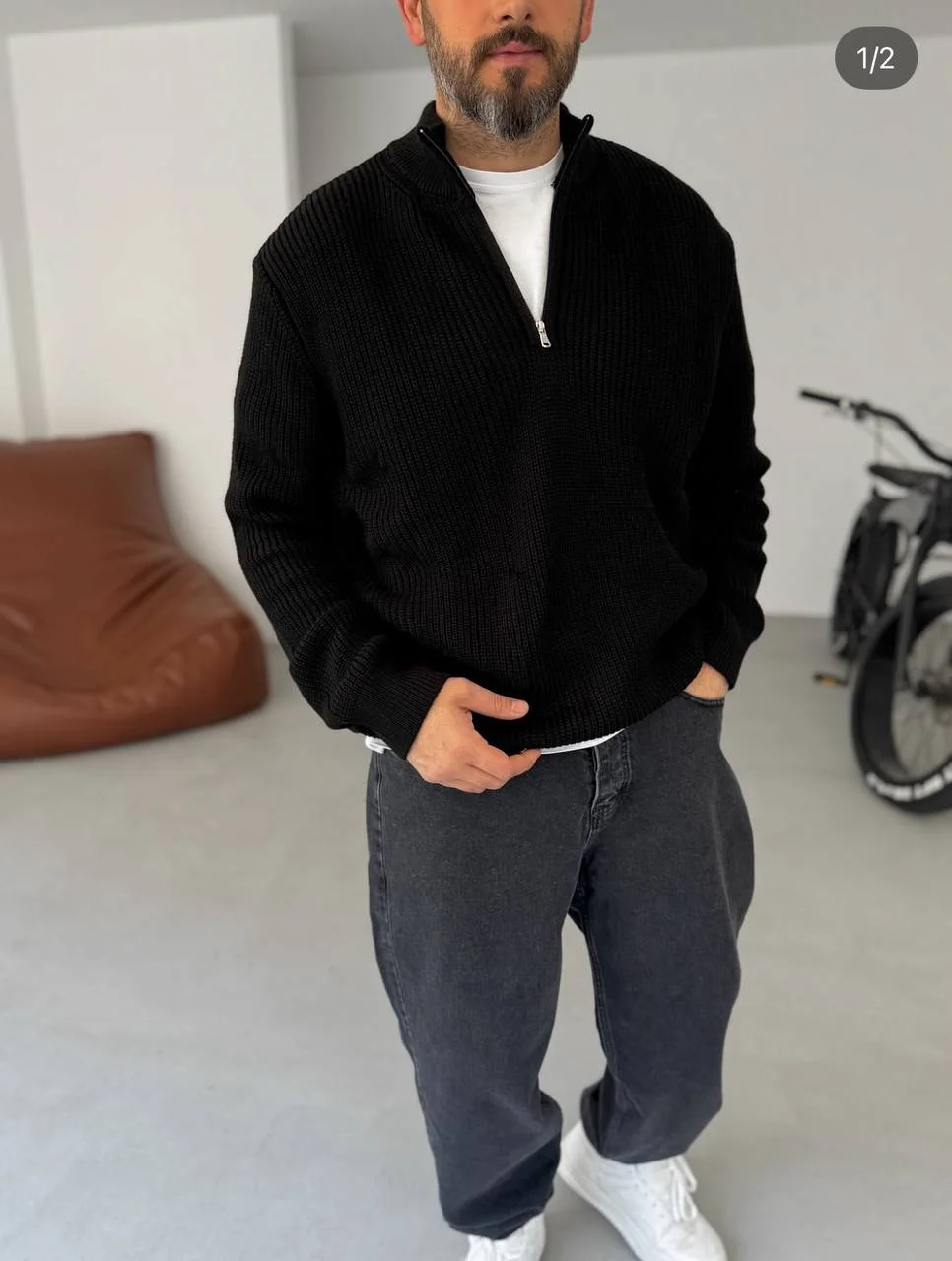 Pull Homme Col Zippé – Mailles Épaisses, Uni, Rayé & Oversize