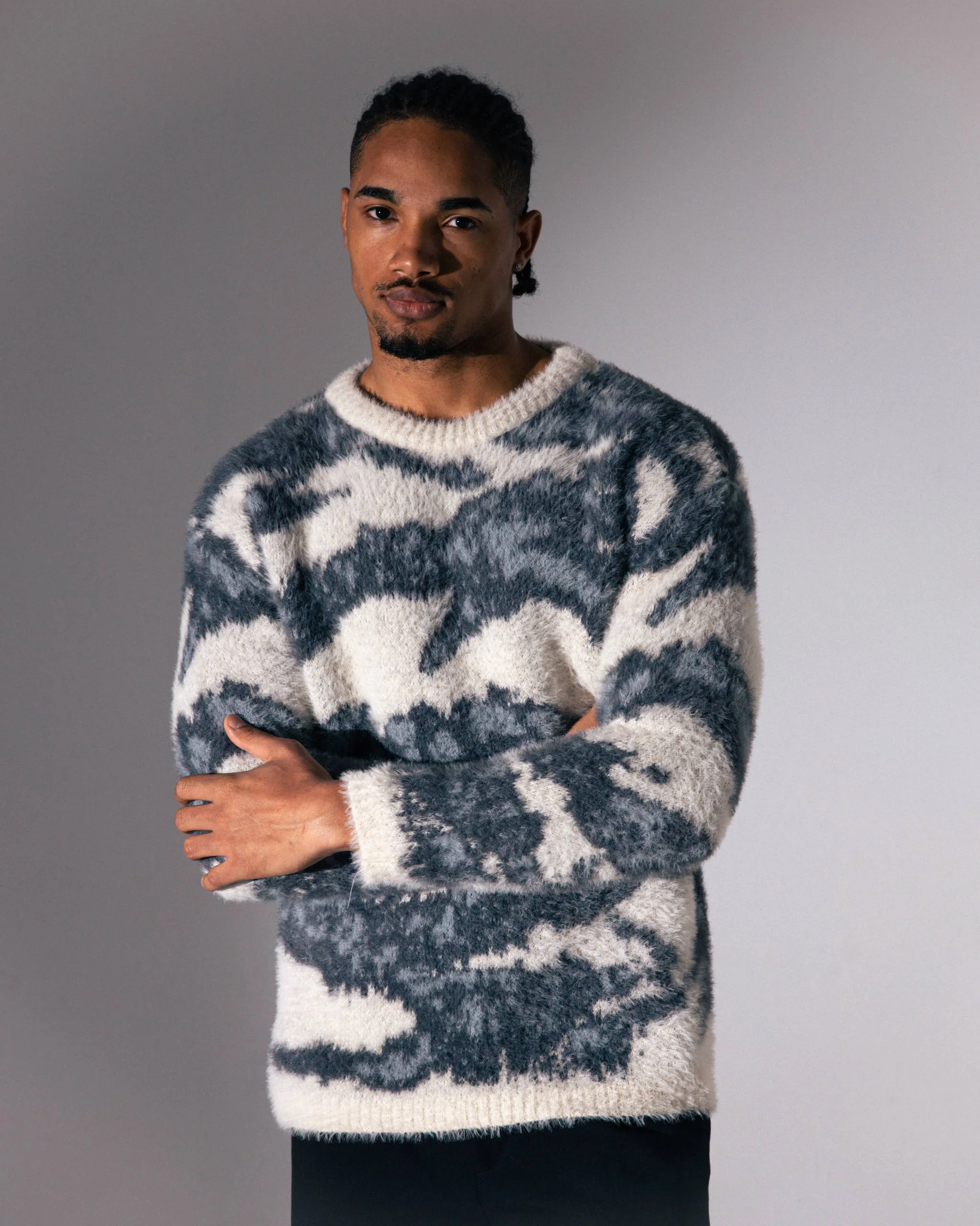 Pull Camouflage Shaggy – Texture Ultra Douce & Look Tendance