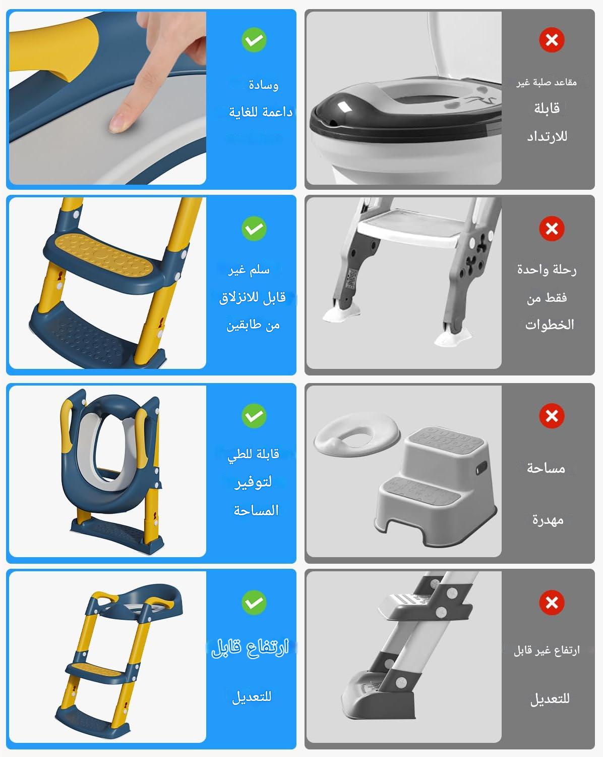 🚼🚽مقعد  مريح مع سلم تدريب على استخدام المرحاض للأطفال الصغار مع التعديل في درجة الإرتفاع