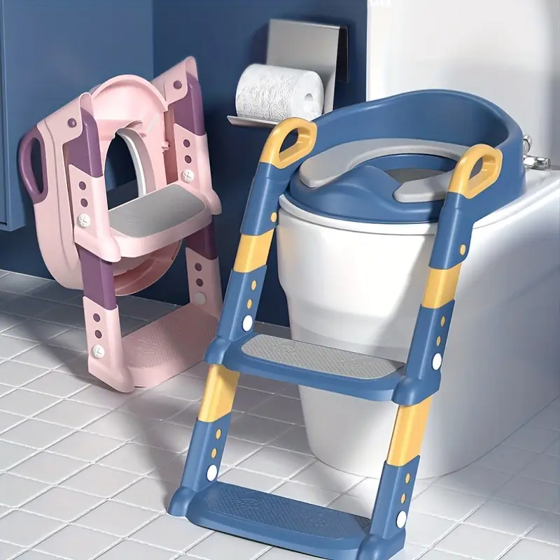 🚼🚽مقعد  مريح مع سلم تدريب على استخدام المرحاض للأطفال الصغار مع التعديل في درجة الإرتفاع