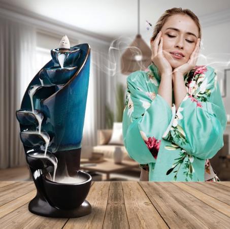 حرق بخور خزفي يدوياً - مزهرية بخور بزخارف ودخان متدرج