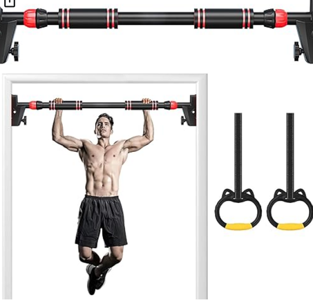 قضيب سحب للمدخل (74-95)، قضيب تمارين الذقن في المنزل وصالة الالعاب الرياضية بدون براغي بعرض قابل للتعديل، قضيب تمرين للجزء العلوي من الجسم يثبت على الحائط، معدات تمارين القوة لتمارين اللياقة