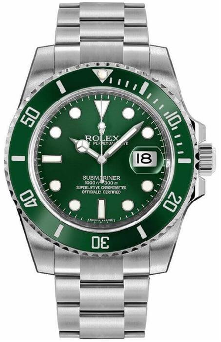 Submariner Date Hulk Oystersteel Green Dial Men's Watch