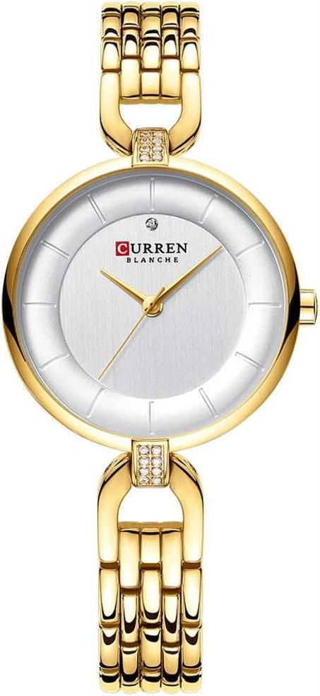 Montre à quartz de luxe pour femme avec strass et bracelet en acier inoxydable