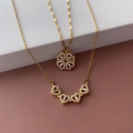 Collier trèfle à Quatre Feuilles Qui Change de Forme