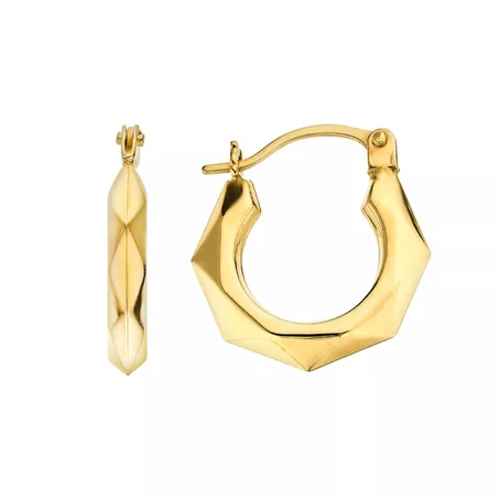 Boucles d’oreilles créoles tout or hexagonales