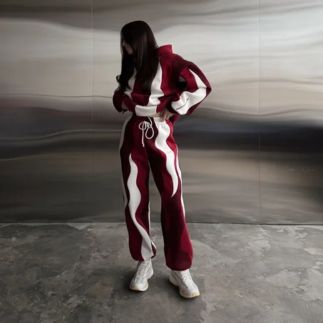 🔥 Ensemble Wave Bordeaux & Blanc – Style Unique