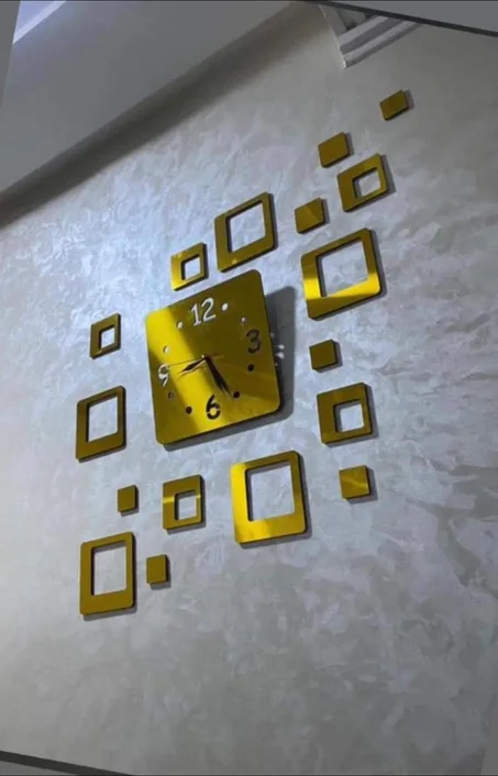 ساعة حائط ثلاثية الأبعاد 3D  [ذهبي]