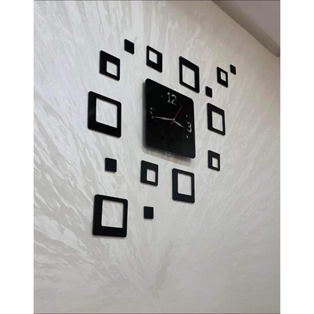 ساعة حائط ثلاثية الأبعاد 3D  [أسود]