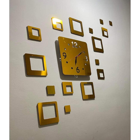 ساعة حائط ثلاثية الأبعاد 3D  [ذهبي]